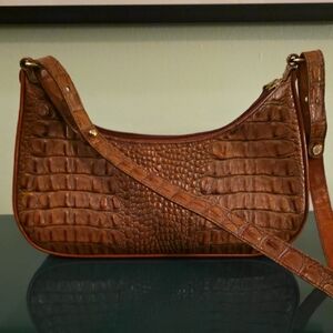 Brahmin Rich Brown Croc-Embossed Shoulder Bag